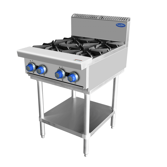 4 burners on stand