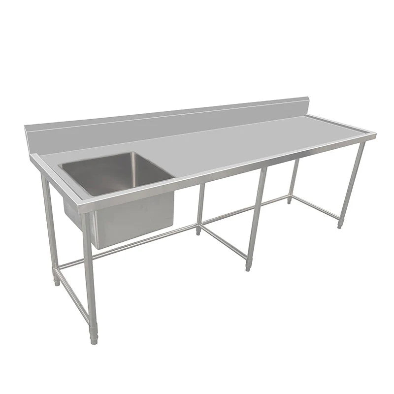 Stainless Steel Work Bench - Single Sink with Leg Brace-700 Depth
