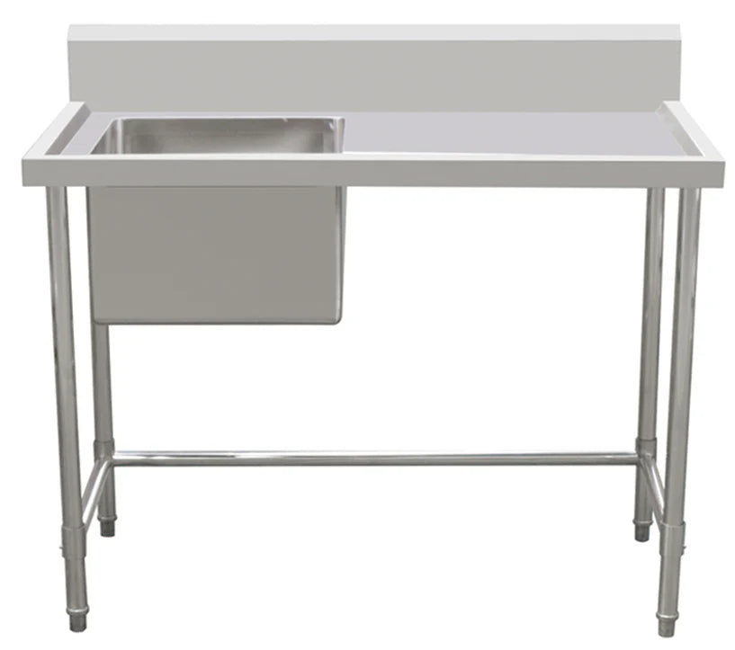 Stainless Steel Work Bench - Single Sink with Leg Brace-700 Depth