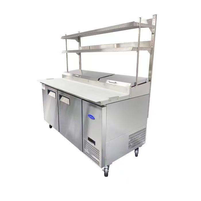 Simco Double Door Sandwich Prep Table Fridge with double tier overshelf MSF8303 & MROS-5RE