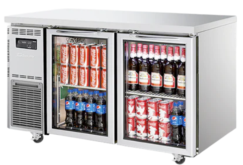 Turbo Air KGR12-2-N Left Motor 2 Glass doors Underbench Fridge - KGR12-2-N