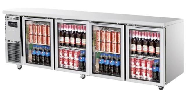Turbo Air KGR24-4-N Left Motor 4 Glass doors Underbench Fridge - KGR24-4-N