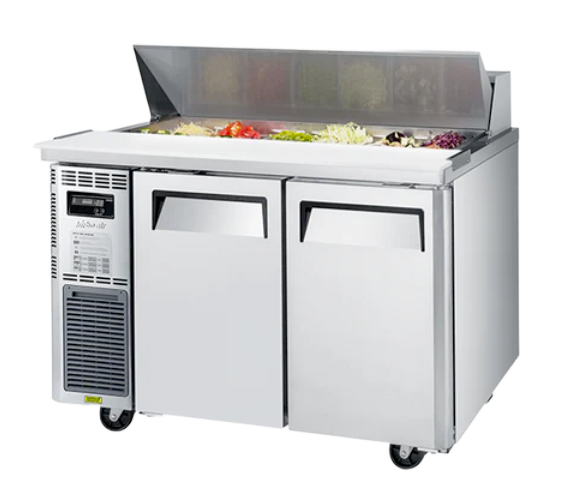 Turbo Air KHR12-2-N Left Motor 2 Solid doors Salad Prep Fridge with Hood lid - KHR12-2-N