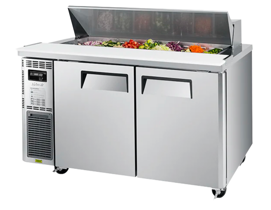 Turbo Air KHR15-2-N Left Motor 2 Solid doors Salad Prep Fridge with Hood lid - KHR15-2-N