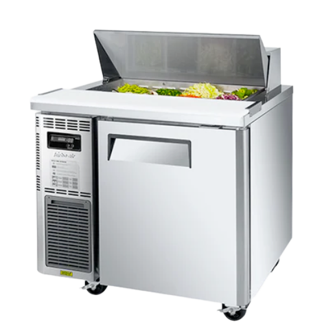 Turbo Air KHR9-1-N Left Motor 1 Solid doors Salad Prep Fridge with Hood lid - KHR9-1-N