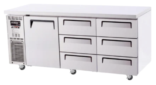 Turbo Air KUR18-3D-6-N Left Motor 1 door / 6 Drawers Underbench Fridge