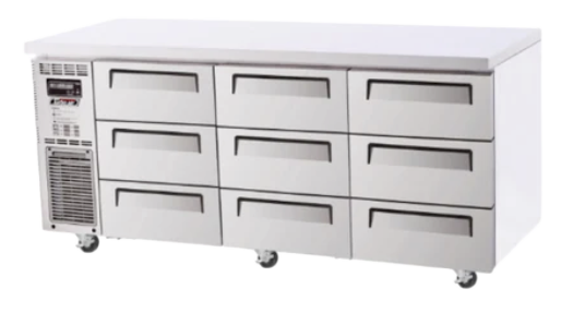 Turbo Air KUR18-3D-9-N Left Motor 9 Drawers Underbench Fridge