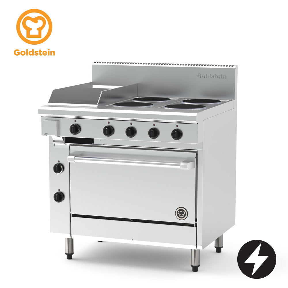 Goldstein PE12G4S28FF-X – 4 Solid Plates, Griddle & FF Oven