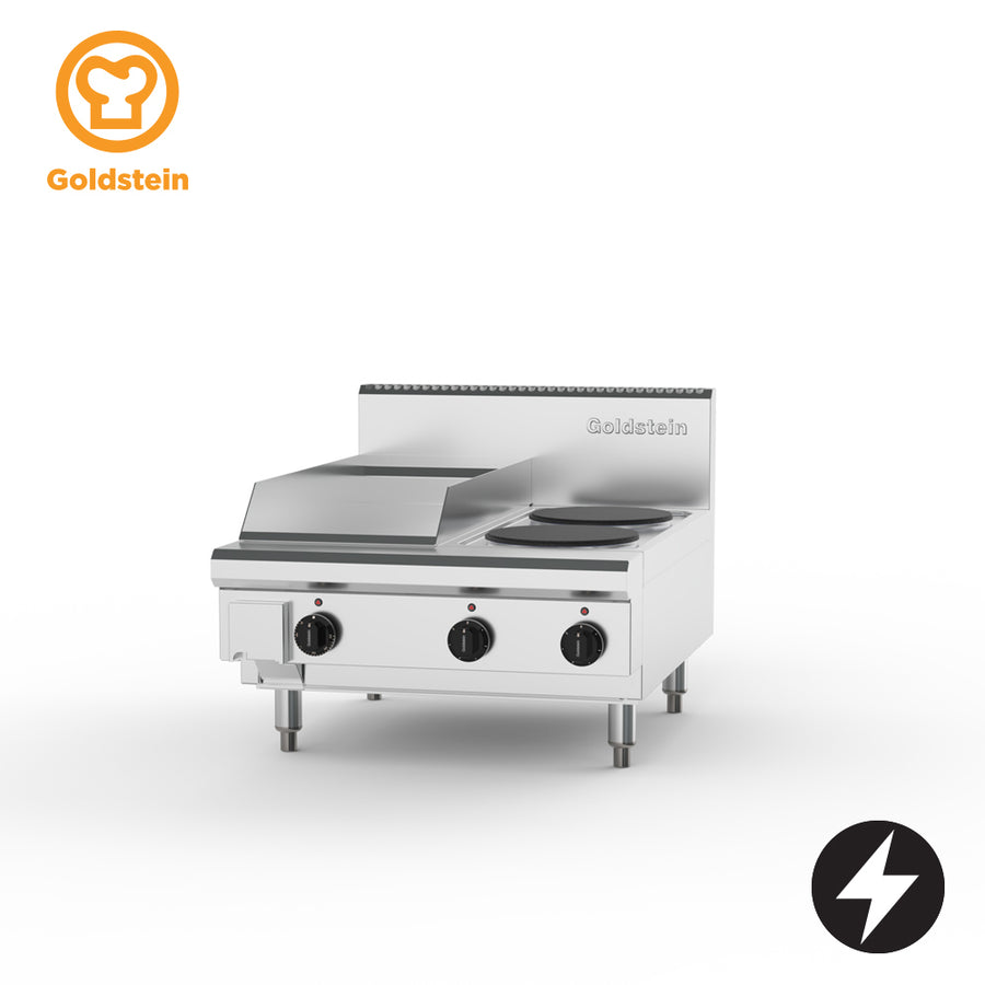 PEB12G​2S‑X Electric Cooktop – 2 Solid Plates & 289 mm Griddle