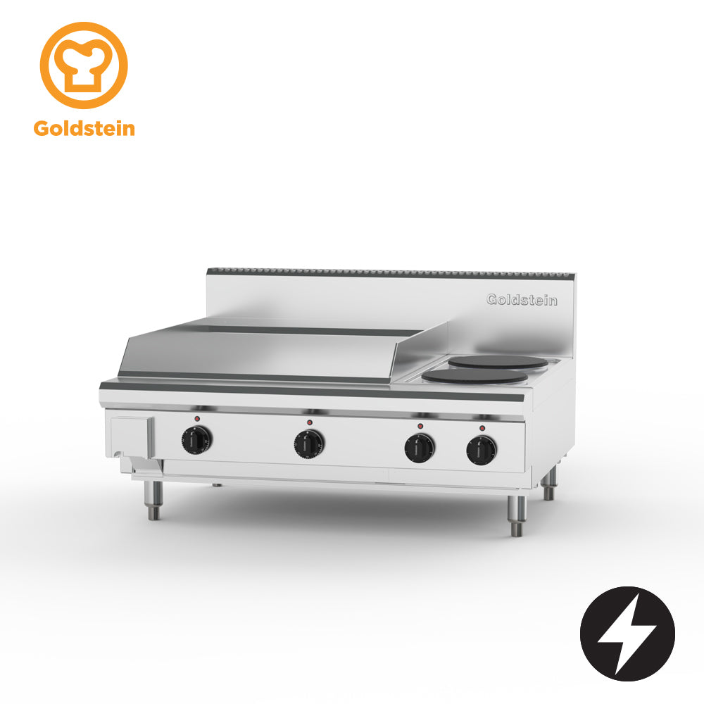 PEB24G​2S‑X Electric Cooktop – 2 Solid Plates & 605 mm Griddle