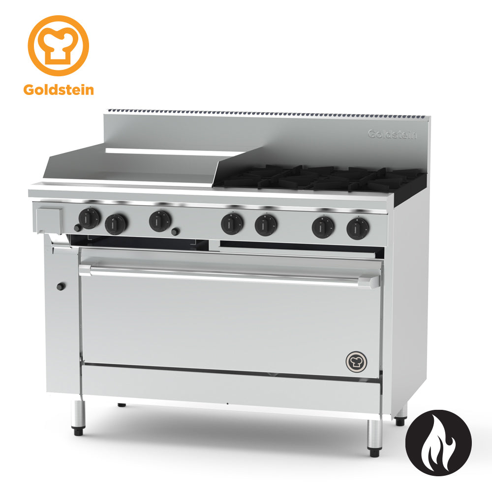 Goldstein PF24G440FF-X – 4 burners, 610 x 520 x 20 mm griddle, 40'' fan forced gas oven