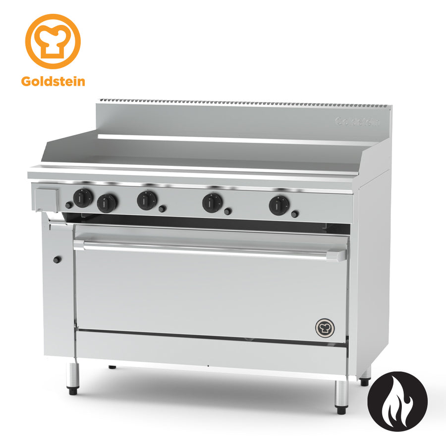 Goldstein PF48G40E-X – Jumbo gas range , 1219 x 520 x 20 mm griddle, 40'' static electric oven
