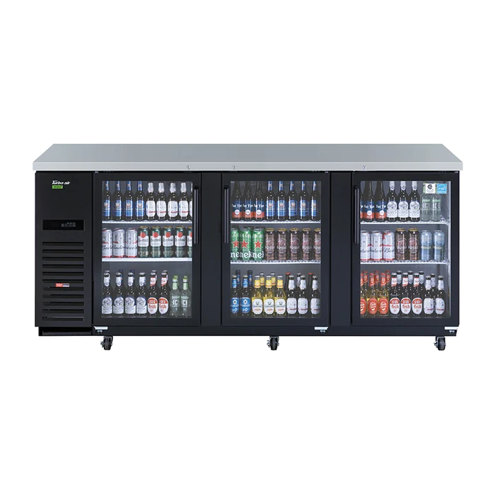 Turbo Air TBB-4SGD Left Motor 3 Glass door back bar Fridge