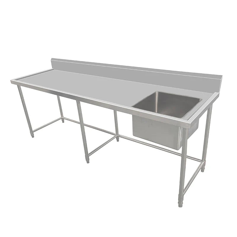 Stainless Steel Work Bench - Single Sink with Leg Brace-700 Depth
